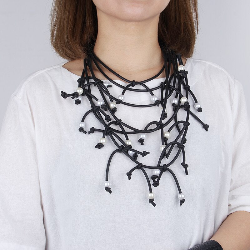 Vintage Layered Pearls Necklace Rare Things For Women Boho Style Multi-Layer Light Chain Choker Necklace Stylish Collar Jewelry