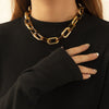 Vintage Leopard Print  Geometric U-shaped Lock Cross Chain Metal Necklace for Women Simple Hollow Acetate Clavicle Chain Jewelry