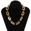 Vintage Leopard Print  Geometric U-shaped Lock Cross Chain Metal Necklace for Women Simple Hollow Acetate Clavicle Chain Jewelry