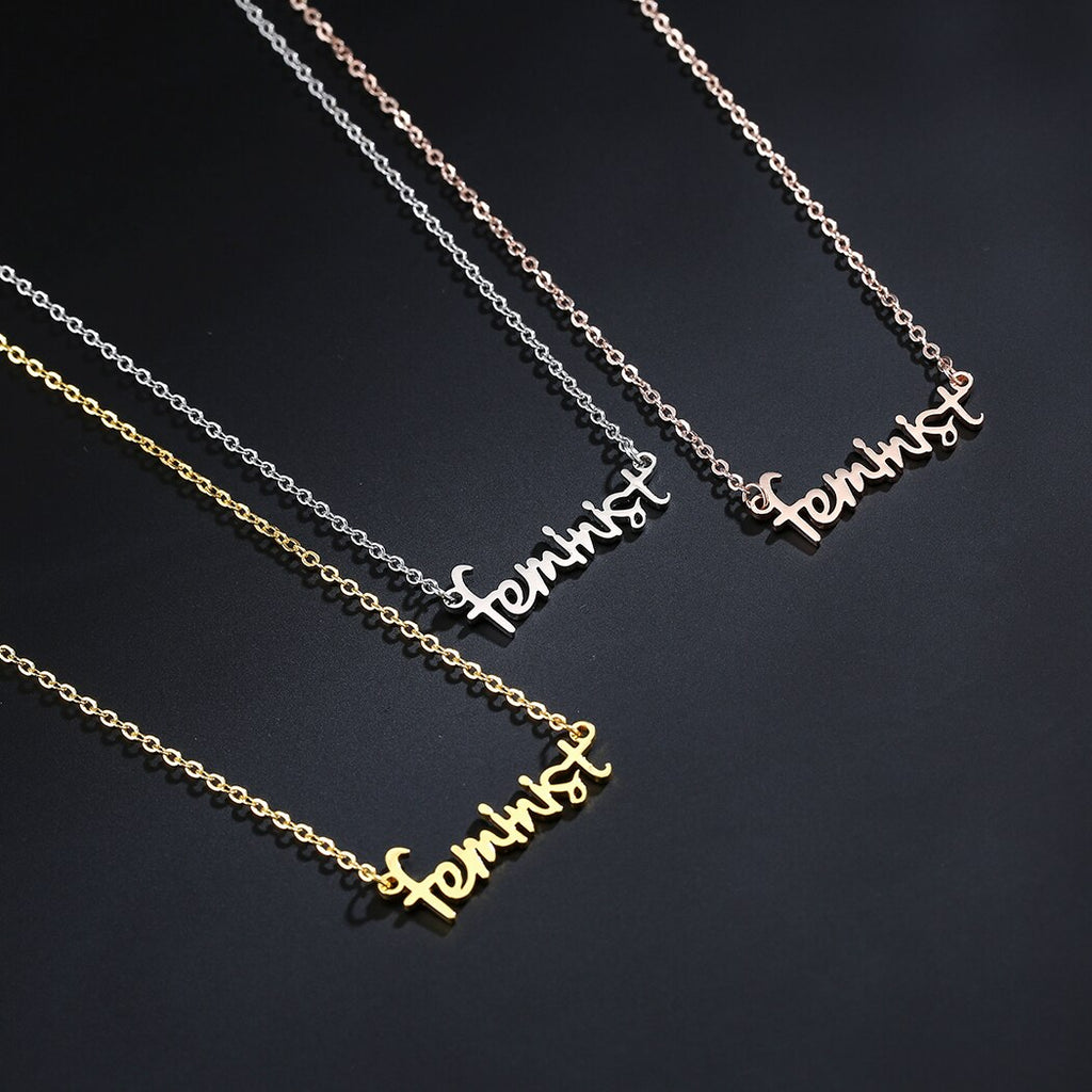 Vintage Letter Feminist Necklaces for Girls Women The Future Is Female Pendant Dainty Strong Woman's Jewelry Gift Collier Bijoux