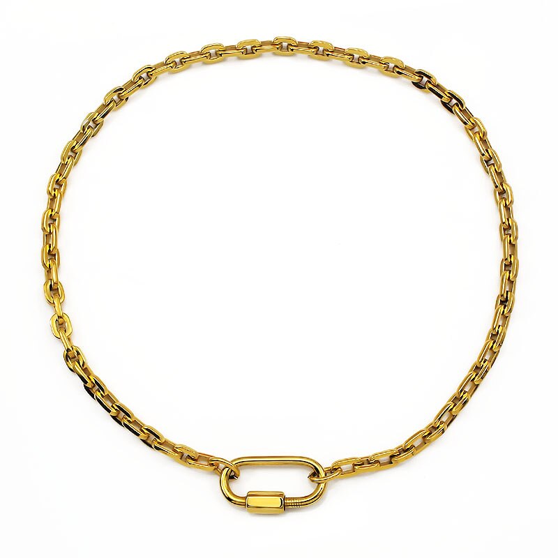 Vintage Lock Pendant Chain Link Choker Necklace Statement For Women Personalized 316L Stainless Steel Necklaces Jewelry