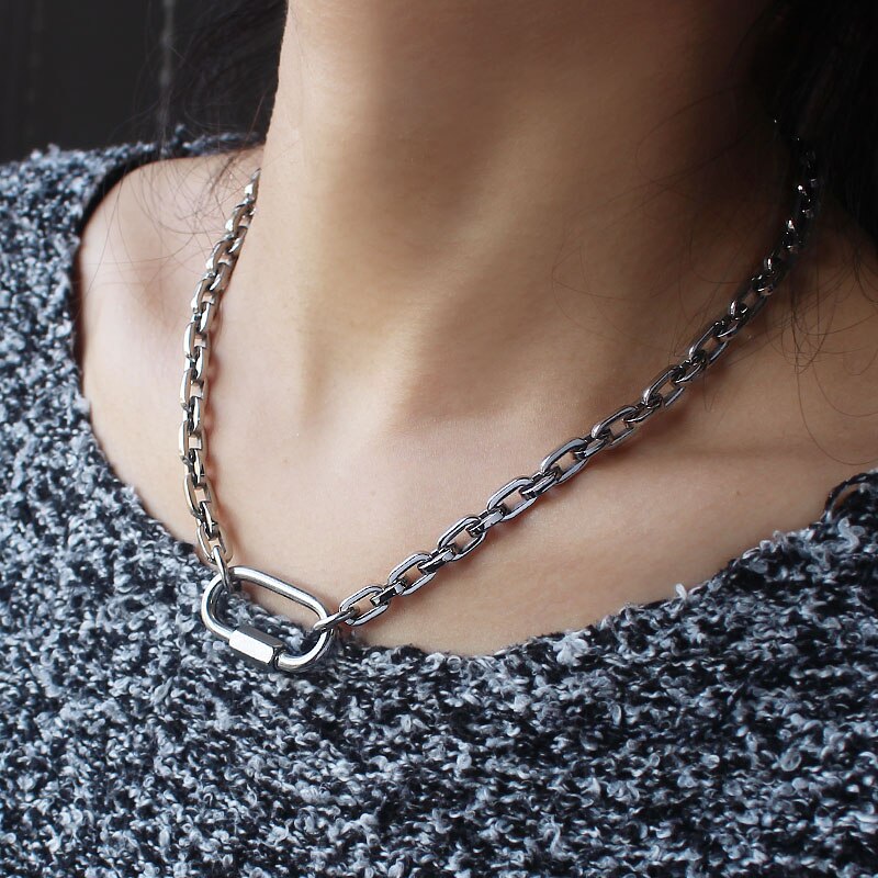 Vintage Lock Pendant Chain Link Choker Necklace Statement For Women Personalized 316L Stainless Steel Necklaces Jewelry