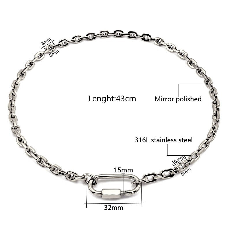 Vintage Lock Pendant Chain Link Choker Necklace Statement For Women Personalized 316L Stainless Steel Necklaces Jewelry