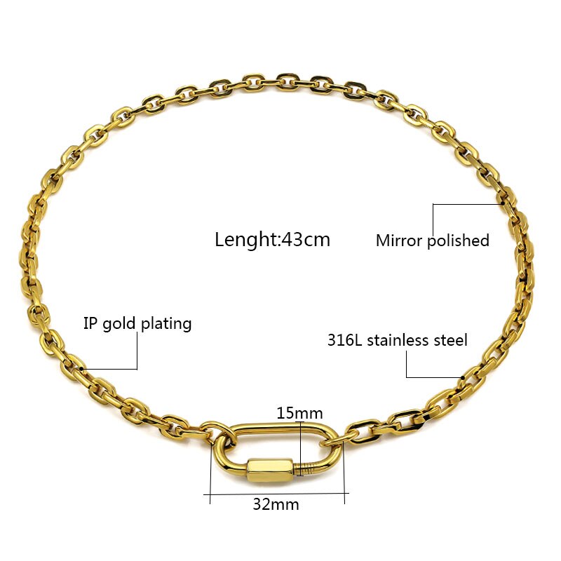Vintage Lock Pendant Chain Link Choker Necklace Statement For Women Personalized 316L Stainless Steel Necklaces Jewelry