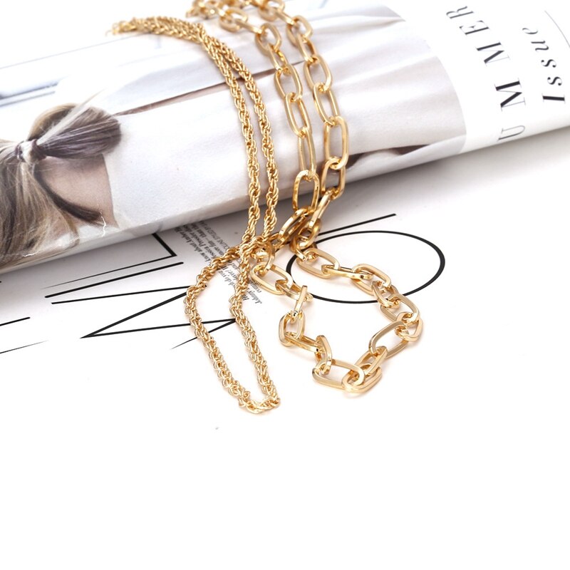 Vintage Long Gothic Layered Chain Necklace Women Trendy Punk Hip Hop Choker Necklace Jewelry Gifts