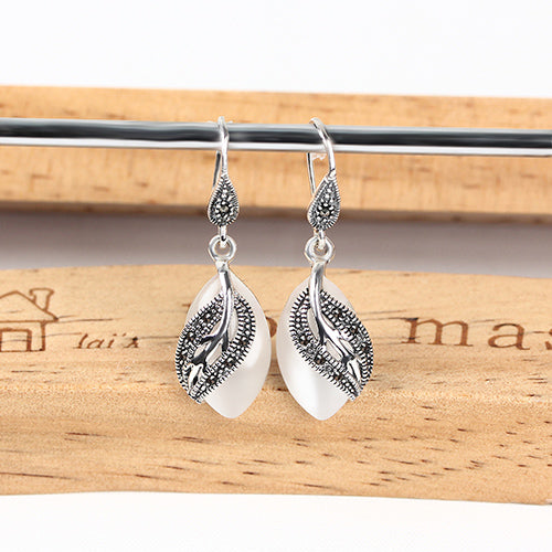 Vintage Long Silver Earrings for Women Water Drop 925 Sterling Silver Earrings Vintage Engagement 925 Silver Earrings Wedding