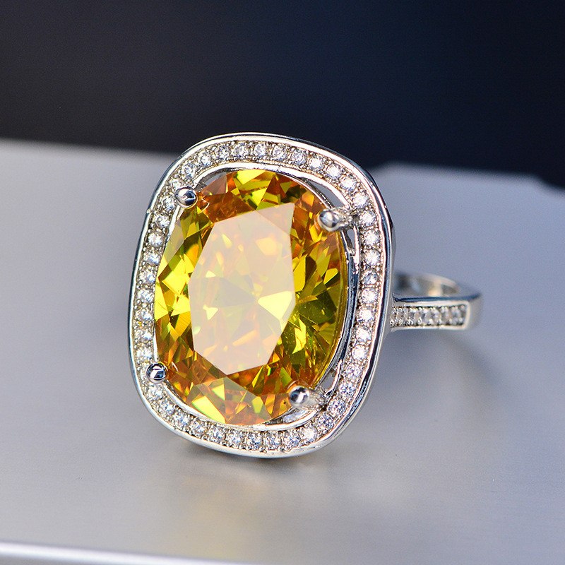 Vintage Luxury Rings For Women S925 Sterling Silver Jewelry Temperament Oval Topaz Stone Lovers Wedding Ring Anillos Mujer