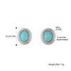 Vintage Marble Crack Oval Blue Stone Stud Earrings For Women Gold Silvery Earring Literary Style Jewelry Accessories Gift
