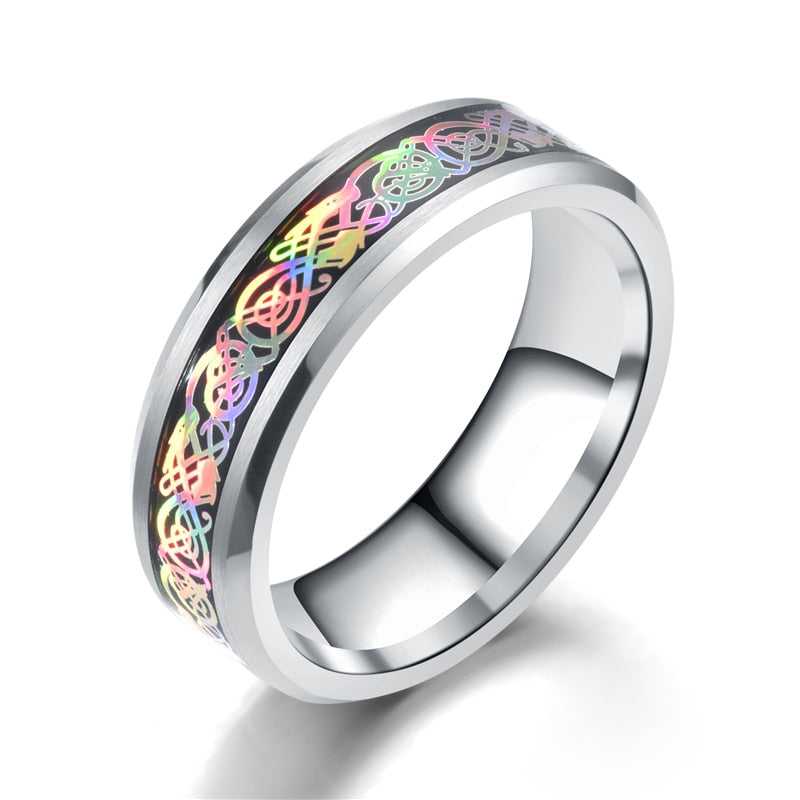 Vintage Men Stainless Steel Rings Fashion Engagement Dragon Finger Ring For Lovers Wedding Punk Jewelry Bijoux Gift DH-065