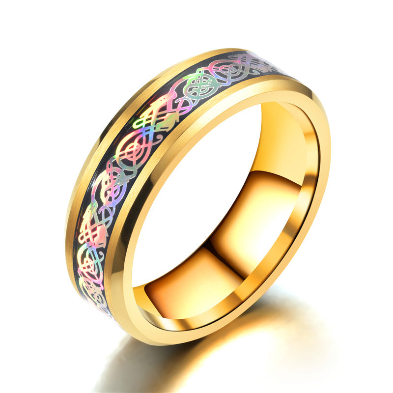 Vintage Men Stainless Steel Rings Fashion Engagement Dragon Finger Ring For Lovers Wedding Punk Jewelry Bijoux Gift DH-065