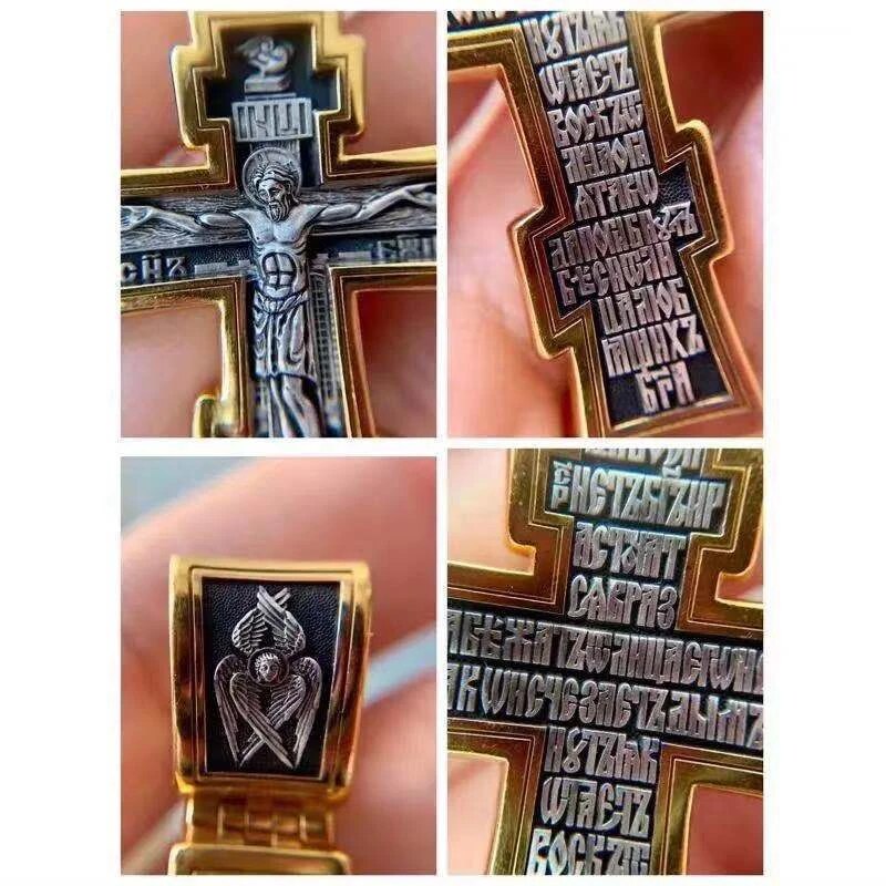 Vintage Men's Christian Jesus Cross Pendant Necklace Retro Gothic Punk Horror Skull Necklace Fashoion Men's Religious Jewelry