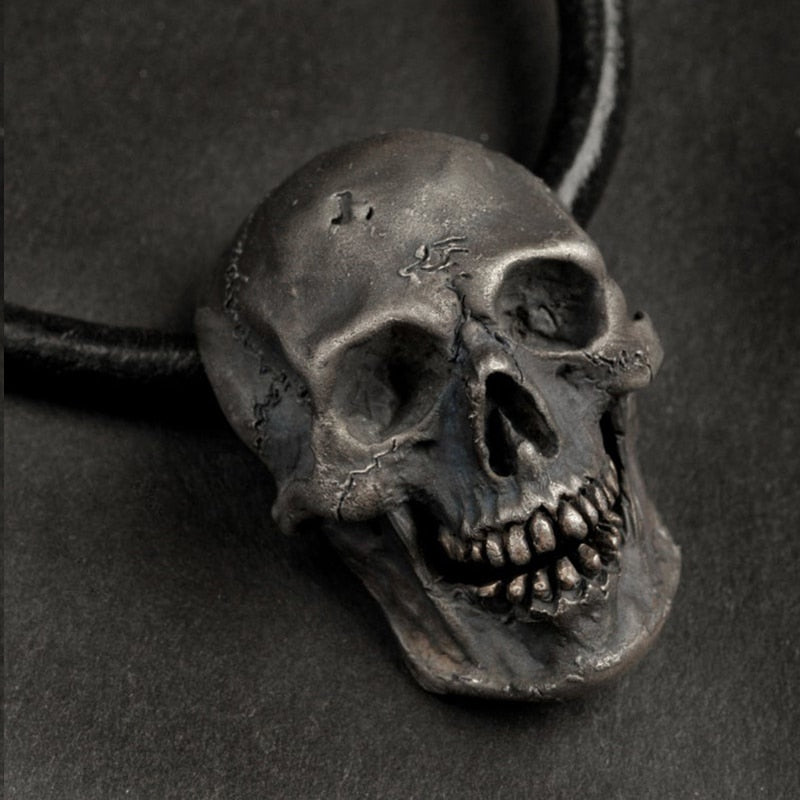 Vintage Men's Gothic Punk Skull Pendant Necklace Gothic Punk Viking Norse Rune Warrior Necklace HipHop Rock Biker Party Jewelry