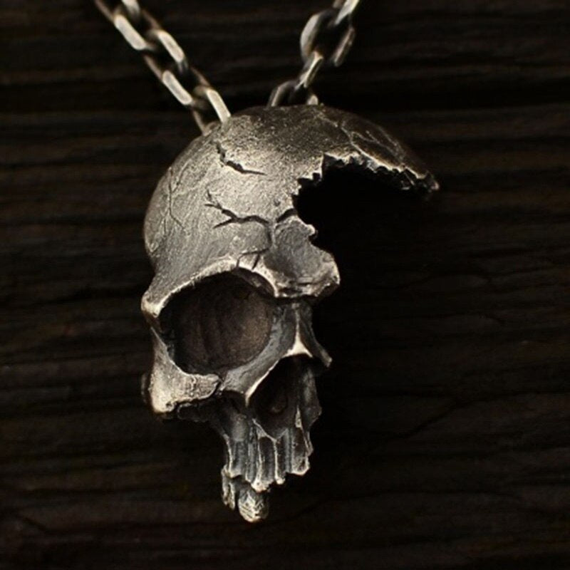 Vintage Men's Gothic Punk Skull Pendant Necklace Gothic Punk Viking Norse Rune Warrior Necklace HipHop Rock Biker Party Jewelry