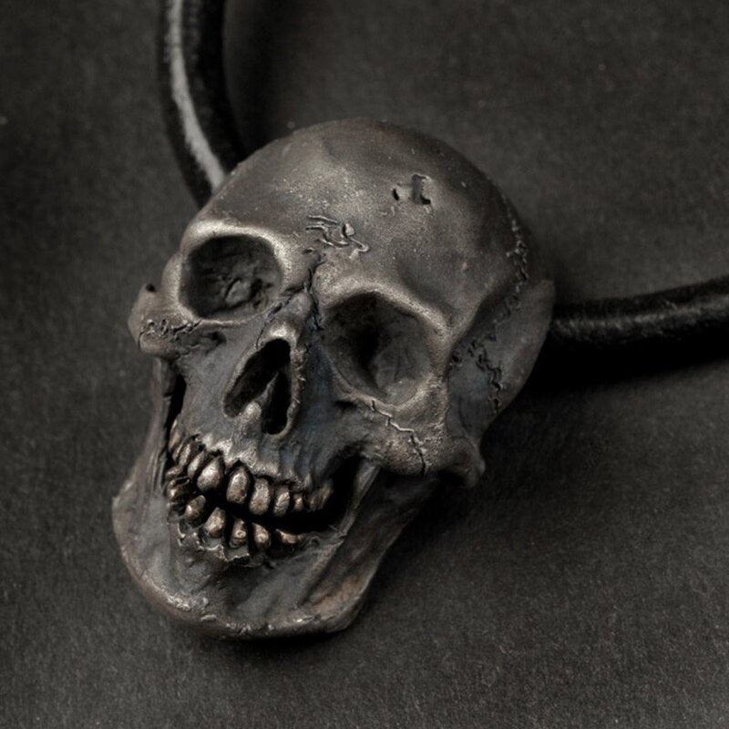 Vintage Men's Gothic Punk Skull Pendant Necklace Gothic Punk Viking Norse Rune Warrior Necklace HipHop Rock Biker Party Jewelry