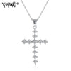 Vintage Men's Necklace Pendant for Women Rhinestone Cross With 925 Sterling Silver Long Chain Necklace Trendy Jewelry