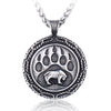 Vintage Men's Stainless steel Viking Norse Bear Paw and head Animal Pendant Necklace Party Jewelry Gifts