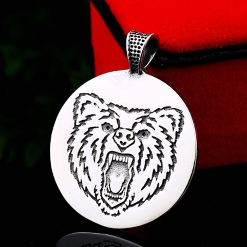 Vintage Men's Stainless steel Viking Norse Bear Paw and head Animal Pendant Necklace Party Jewelry Gifts