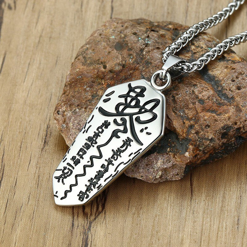 Vintage Mens Yin Yang Symbol Exorcism Necklace Stainless Steel Demon Protection Ghost Hunter Pendant Male Jewelry