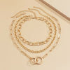 Vintage Metal Hip-hop Cross Chain Round Buckle Set Neck Chain Geometric Necklace Charm Jewelry Necklace for Woman Fashion