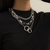 Vintage Metal Hip-hop Cross Chain Round Buckle Set Neck Chain Geometric Necklace Charm Jewelry Necklace for Woman Fashion