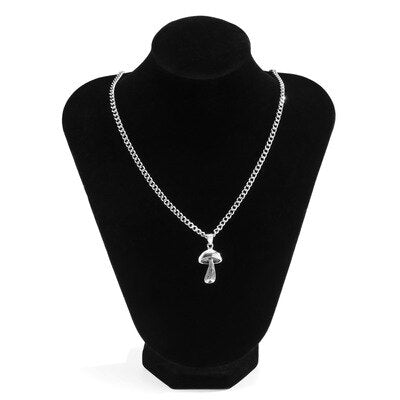 Vintage Metal Punk Mushroom Pendant Necklaces For Men Women Statement Jewelry Neck Chains Plant Choker Necklace Rock New