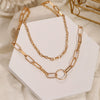 Vintage Metal Thick Chain Pendant Necklace for Women Bohemian Multilayer Geometric Chain Collar Necklace Trend Punk Jewelry