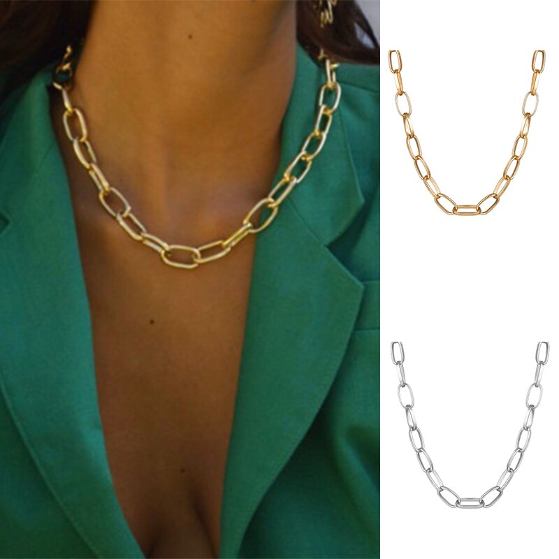 Vintage Multi-layer Chain Choker Necklace For Women Portrait Chunky Chain Necklaces Office Party Jewelry Trendy 2021