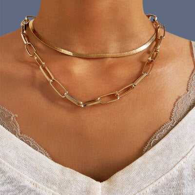 Vintage Multi-layer Chain Choker Necklace For Women Portrait Chunky Chain Necklaces Office Party Jewelry Trendy 2021