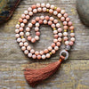 Vintage Necklace 8MM Frosted Natural Stones Soft Tassel Necklace Women Lariat Yoga Necklace Jewelry