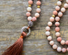 Vintage Necklace 8MM Frosted Natural Stones Soft Tassel Necklace Women Lariat Yoga Necklace Jewelry