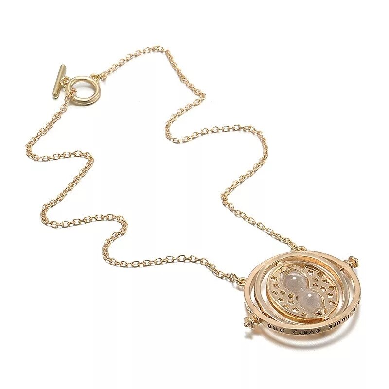 Vintage Necklace For Boy Time Turner Horcrux Hourglass Round Pendant 2021 Creative Accessories Birthday Gift Long Chain Jewelry