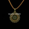 Vintage Neon Blue green Mandala boho pendant Handmade Kaleidoscope Buddhism Mandala Art Glass Dome Leather Necklace    L 285