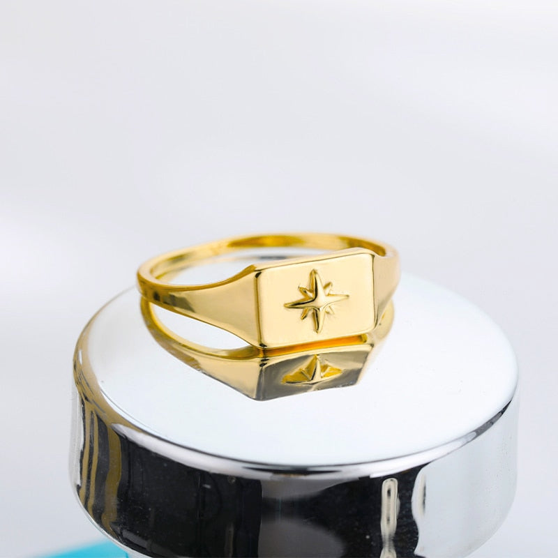 Vintage North Star Rings For Women Stainless Steel Stacking Polaris Ring Wedding Band Statement Couple Jewelry anillos mujer