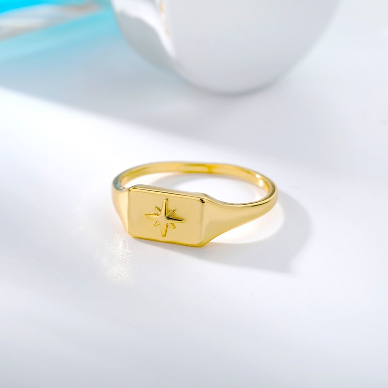 Vintage North Star Rings For Women Stainless Steel Stacking Polaris Ring Wedding Band Statement Couple Jewelry anillos mujer