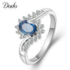 Vintage Oval Blue Crystal Wedding Rings for Women Silver Color Cubic Zircon anillos mujer anel Hot Finger Ring bague femme dm073