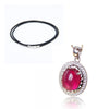 Vintage Oval Red Corundum Necklaces & Pendants For Women 925 Sterling Silver Jewelry Fit For Engagement Anniversary Party