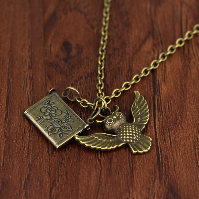 Vintage Owl Post Necklace with Acceptance Letter Pendant Locket Necklace