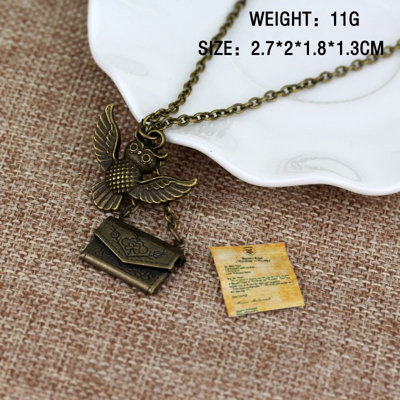 Vintage Owl Post Necklace with Acceptance Letter Pendant Locket Necklace