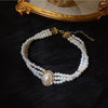 Vintage Palace Style Necklace Multi-layer Imitation Pearl Rhinestone Jewelry For Women's Party Wedding Gifts