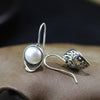 Vintage Pearl Drop Earrings 925 Sterling Silver Chalcedony Green Ethnic Long Earring Fine Jewelry Women Hollow Fashion 2020 New