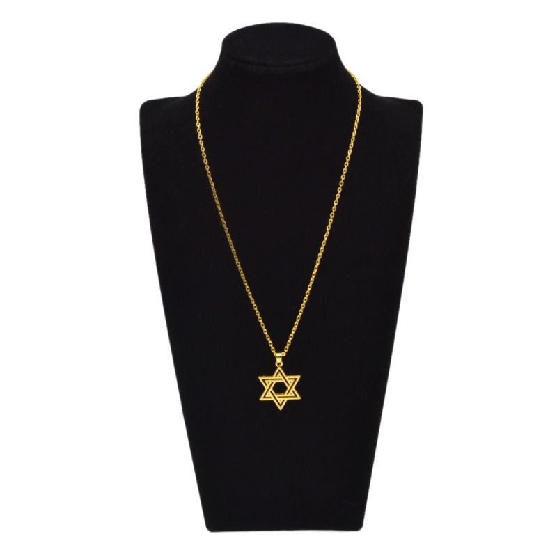 Vintage Pentagram Necklace Pendant Religious Supernatural Necklace Jewish Shield Star of David Jewelry Statement Satan Charm