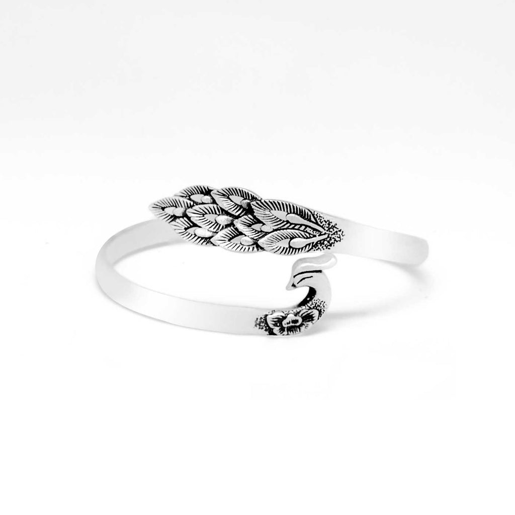 Vintage Phenix Peony 990 Silver Adjustable Peacock Bangle