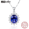 Vintage Princess Sapphire Jewelry Dark Ro Blue Necklace Pendants with Silver 925 Chain Women Gift   & Gift Box