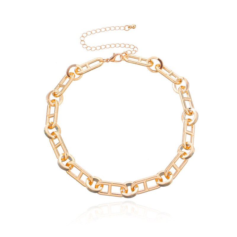 Vintage Punk Metal Choker Geometric Pendant Chunky Chain Necklace for Women Gold Silver Color Collar Party Jewelry Gift