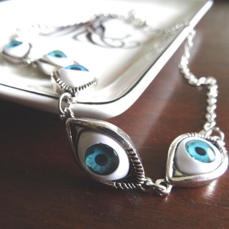 Vintage Punk Turkish Devil Evil Eyes Pendant Necklace BFF Steampunk Choker Lucky Gift For Women Witch Gothic Jewelry Fashion