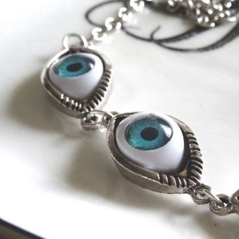 Vintage Punk Turkish Devil Evil Eyes Pendant Necklace BFF Steampunk Choker Lucky Gift For Women Witch Gothic Jewelry Fashion
