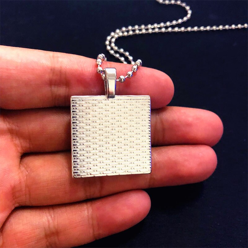 Vintage Red Black Pentagram Pattern Tile Chain Pendant Necklace Goat Devil Baphomet Necklace Satan Men Women Gothic Style Gifts