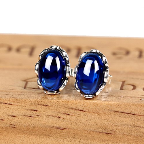 Vintage Red Stone 925 Sterling Silver Earrings Female Ruby Vintage Silver Earrings Wedding Party Stud Earrings 2020 Jewellery