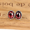 Vintage Red Stone 925 Sterling Silver Earrings Female Ruby Vintage Silver Earrings Wedding Party Stud Earrings 2020 Jewellery