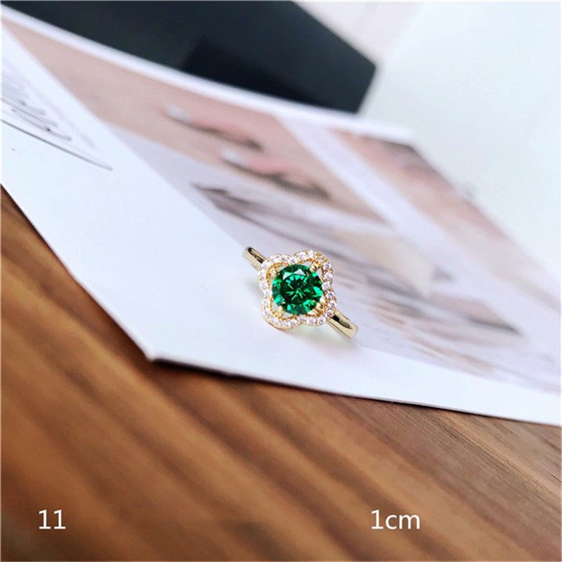 Vintage Rings For Women S925 Sterling Silver Emerald Green Gemstone Adjustable Ring Gold Bridal Wedding Fine Jewelry Accessories